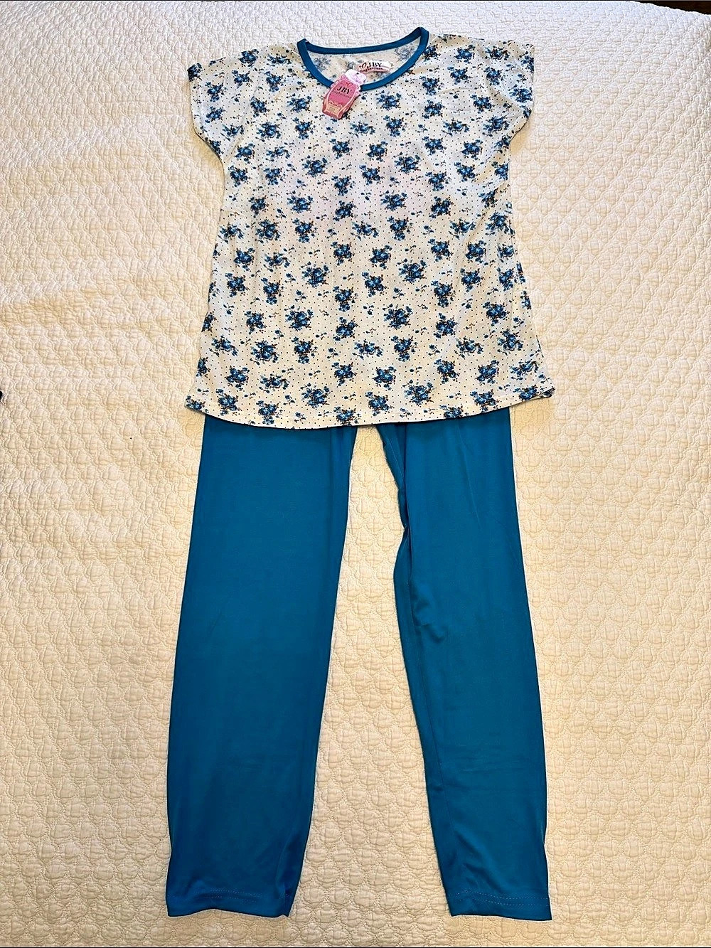 JBY Women Floral Pajama Set in Blue & White Size Medium NWT